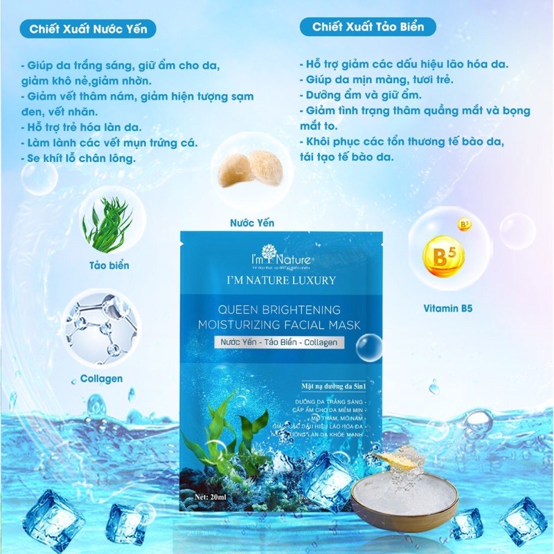 1 Miếng  Mặt Nạ Dưỡng Da Trắng Sáng Queen Brightening&Moisturizing Facial Mask 1 Miếng