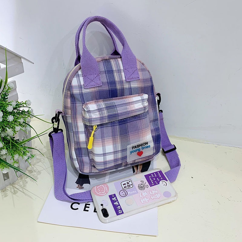 Túi Đeo Chéo Hình Vuông Cỡ Nhỏ Họa Tiết Kẻ Sọc Phong Cách Hàn Quốc Thời Trang Cho Nữ