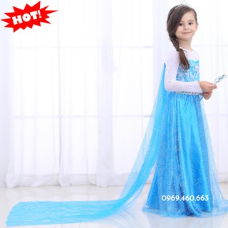 Đầm Elsa Dài Chạm đất + Tà Dài Cho bé