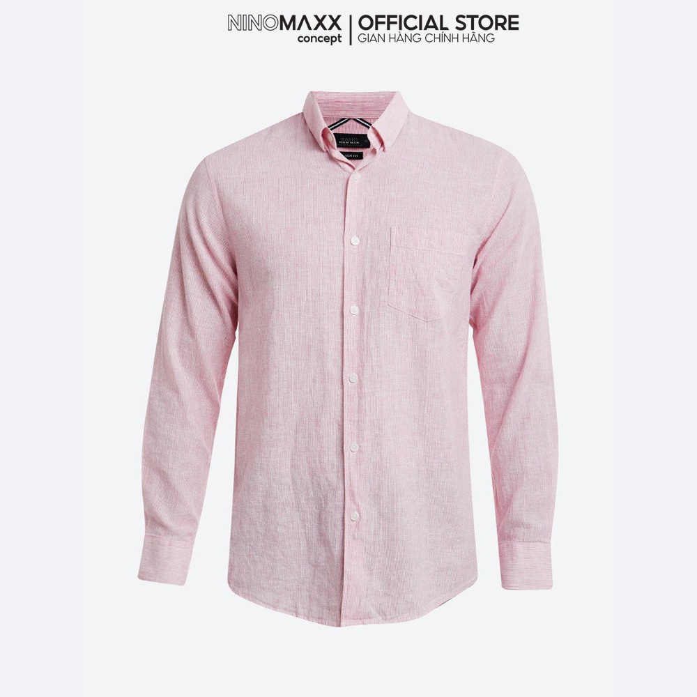 NINOMAXX Áo Sơ Mi Nam dài tay dáng slim fit vải lanh pha cotton nhiều màu 1811007