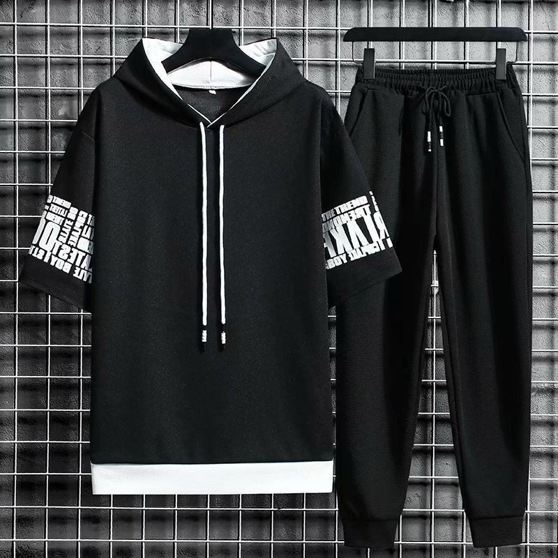 Men's fashion Korean style long pants + hoodie set size M-3XL