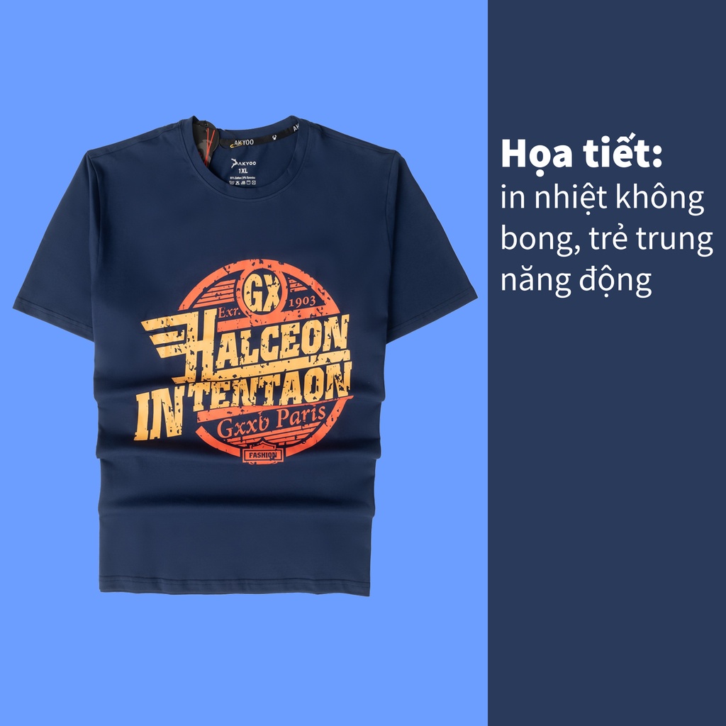 Áo Thun Bigsize Nam 80-140kg AKYOO họa tiết in nhiệt trẻ trung năng động, Áo thun nam bigsize - AT XANH GX