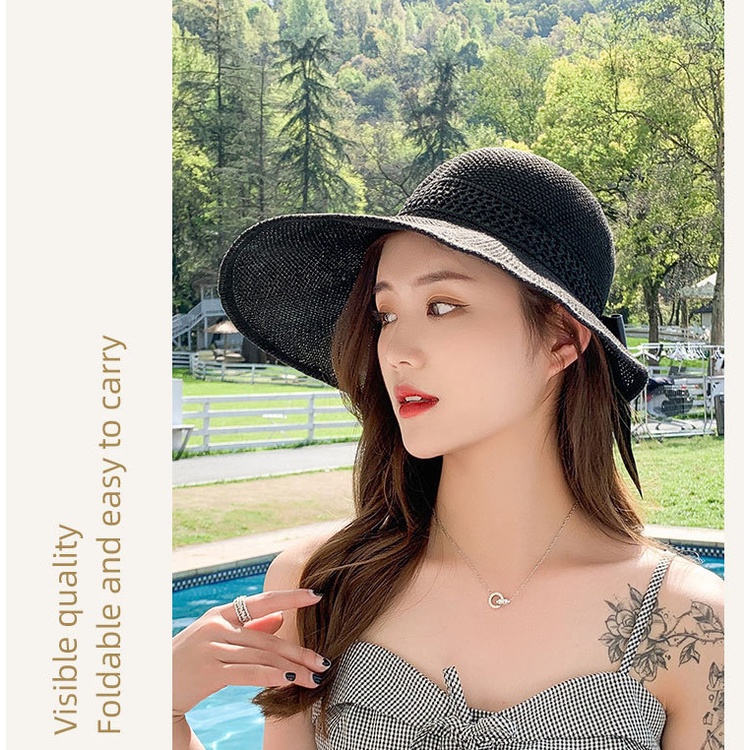 Nón Hở Đầu Vành Rộng Phối Nơ Siêu Xinh P1678