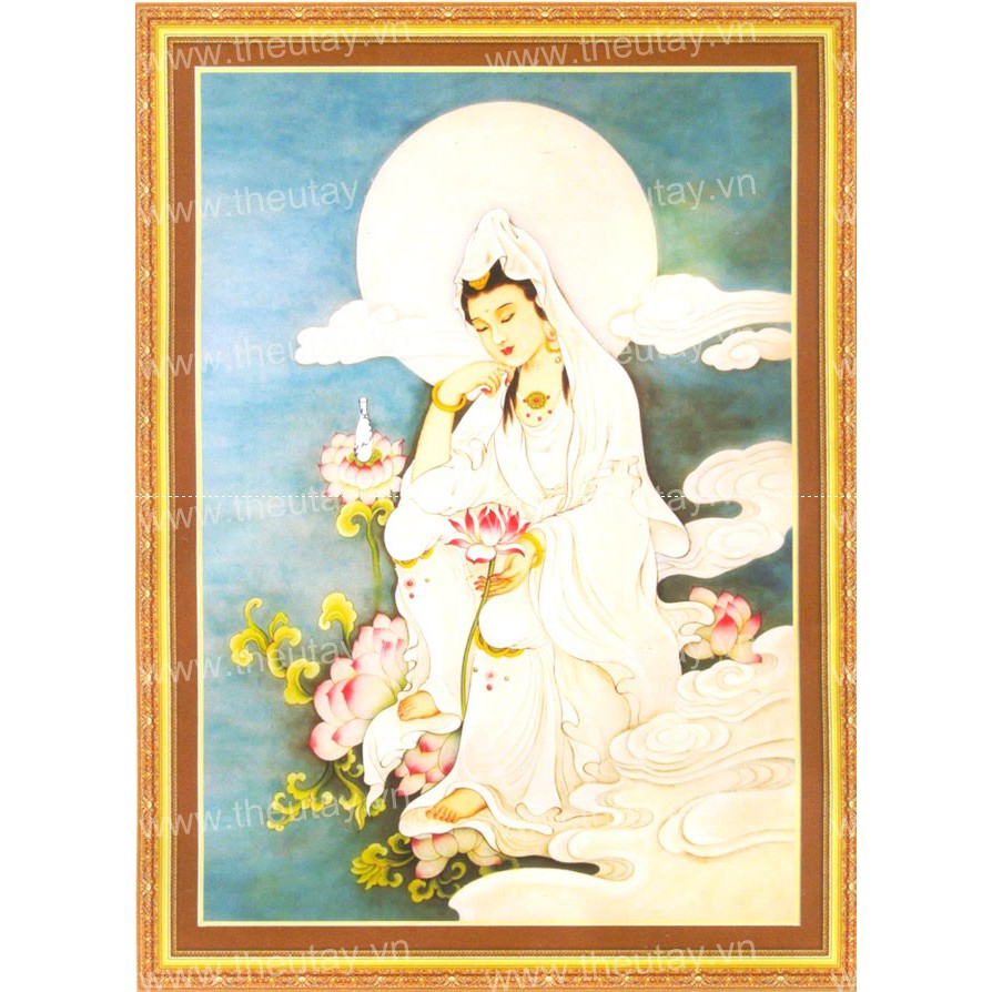 Tranh Thêu Chữ Thập 3D Quan Âm Bồ Tát A1038 (KHÁCH TỰ THÊU) kt:53X72CM