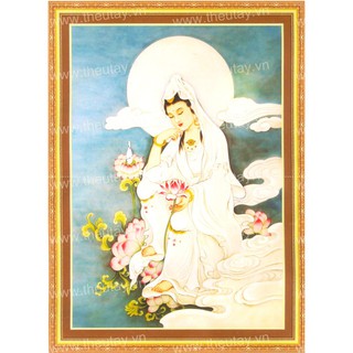 Tranh Thêu Chữ Thập 3D Bạch Quan Âm A1038 (KHÁCH TỰ THÊU) kt:53X72CM