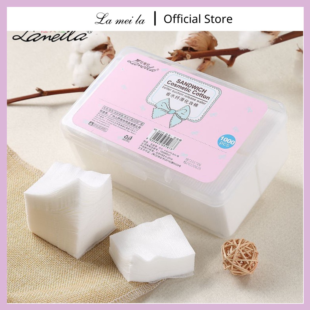 Bông Trang Điểm Lameila Sandwich Cosmetic Cotton Hộp 1000 Miếng LBTT1