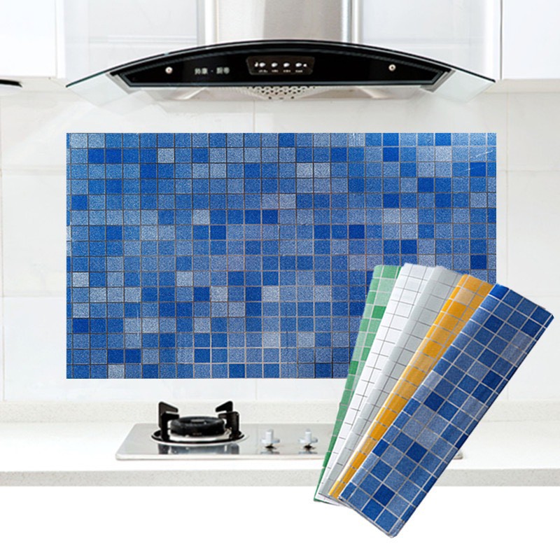 70x45cm Miếng dán bếp tráng nhôm cách nhiệt - mẫu ô vuông nhỏ HGD99