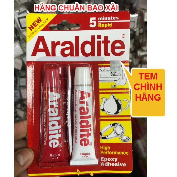 Keo ARALDITE (5 minutes) dán chống nước cho đồng hồ, keo AB trong suốt, keo dán đa năng, CHÍNH HÃNG