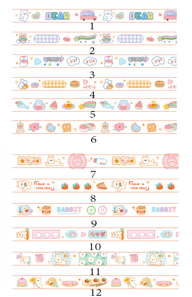 1 Cuộn Băng Keo Washi In Họa Tiết Thú Hoạt Hình Dễ Thương Trang Trí Nhật Ký