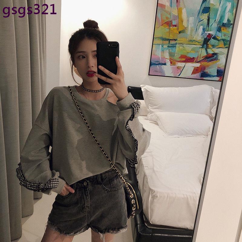 ❤Áo thun thời trang cho nữ❤Áo sweater hở vai dáng rộng thời trang mùa thu hàn quốc 2020 dành cho nữ