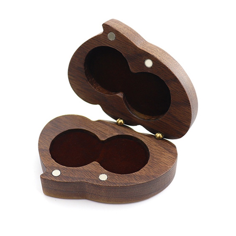 Hộp Đựng Nhẫn Cưới Hình Trái Tim Đôi Bằng Hạt Óc Chó