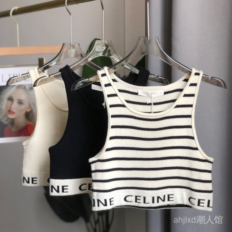 Áo Thun Cotton Ngắn Không Tay Họa Tiết Kẻ Sọc In Chữ Lisa21 Thời Trang Mùa Hè Cho Nữ | BigBuy360 - bigbuy360.vn