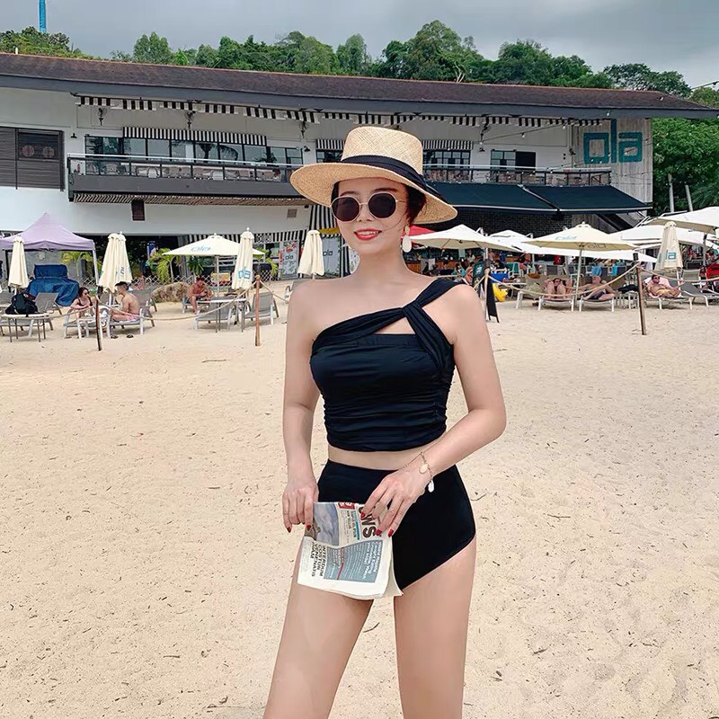 Bikini 2 mảnh hở lưng đồ bơi đi biển liền thân kín đáo sexy Hàn Quốc nâng ngực có gọng 2538 F-6
