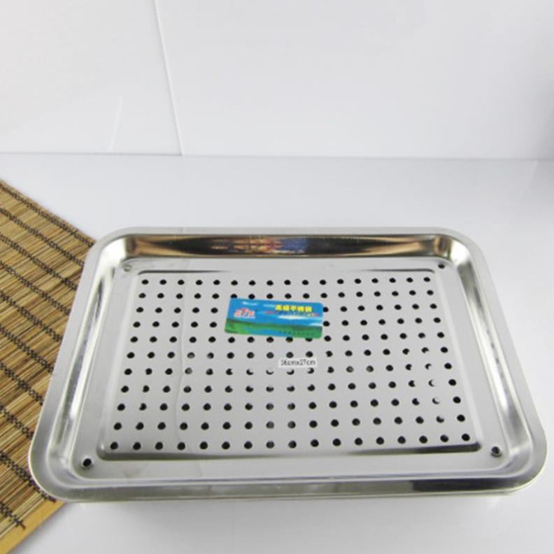 [Giá Sỉ] Khay Úp Ly 2 Lớp Inox 32x22cm, Mâm Chữ Nhật, Khay Chữ Nhật