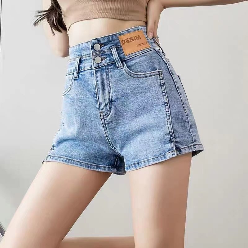Quần Short Denim Lưng Cao Thời Trang Retro Hàn Quốc Cho Nữ