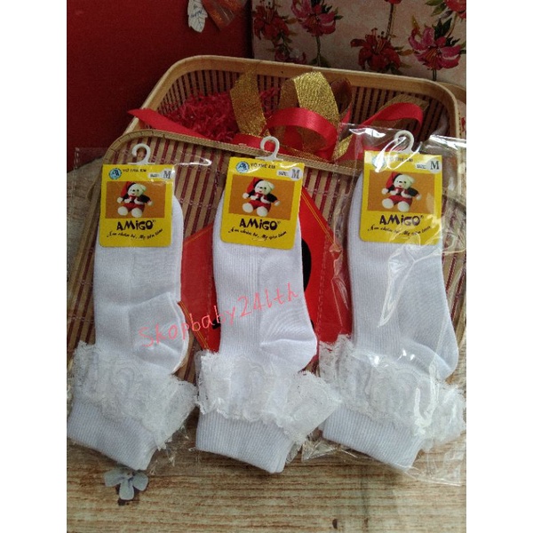 Tất vớ cotton cổ ren thời trang, vớ múa cho bé gái từ 1 đến 10 tuổi