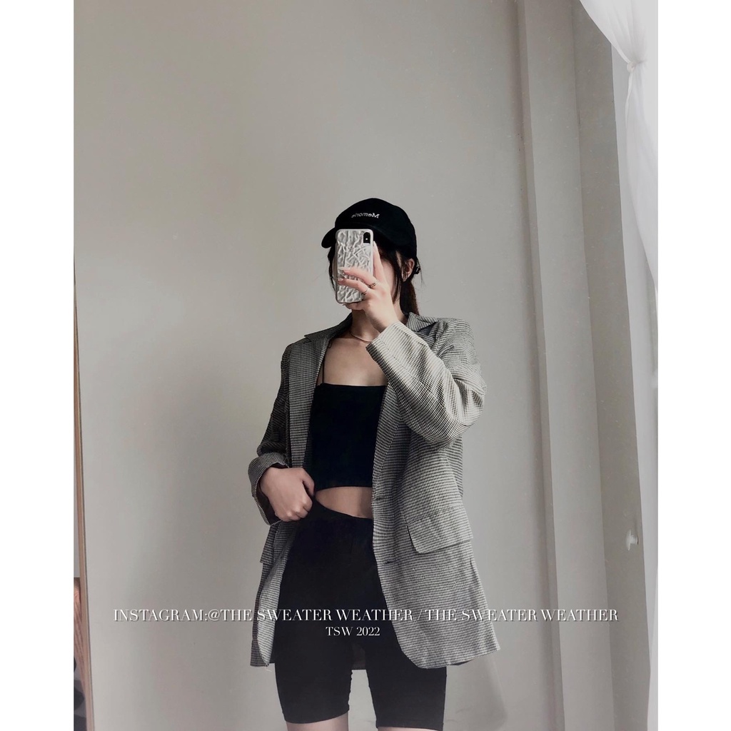 Áo vest KẺ NÂU/ ĐEN oversize, 2 lớp dày dặn ( Ảnh thật )