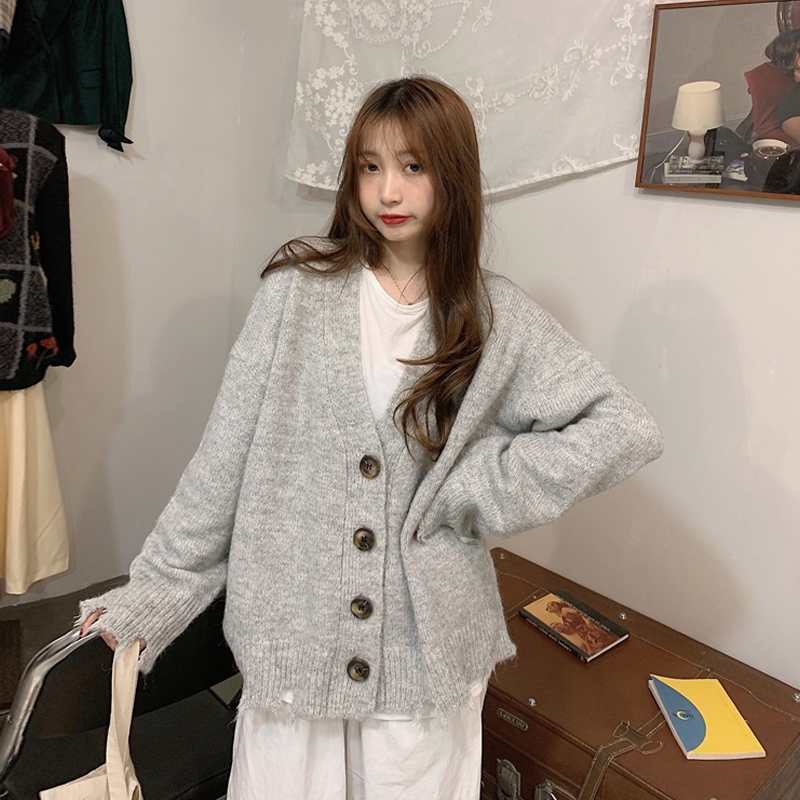 Áo Khoác Cardigan Tay Dài Dáng Rộng Phong Cách Hàn Quốc | BigBuy360 - bigbuy360.vn