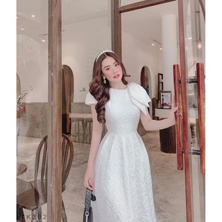 đầm xốp nơ vai 10118