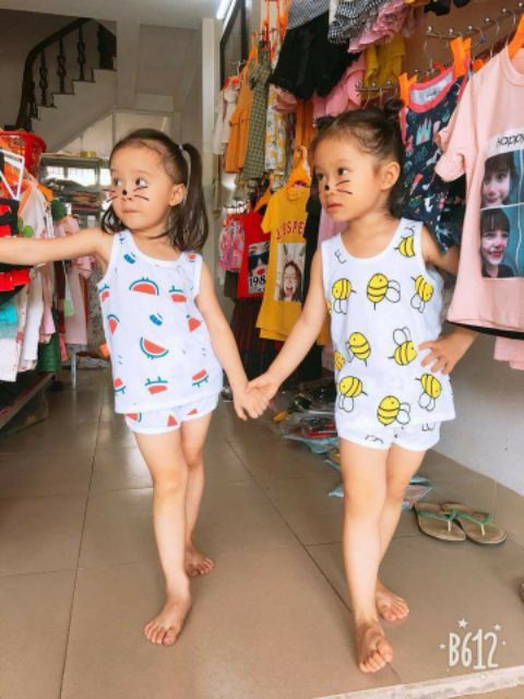 Bộ ba lỗ quần chip cotton thoáng mát cho bé trai bé gái (từ 0 - 30 tháng)