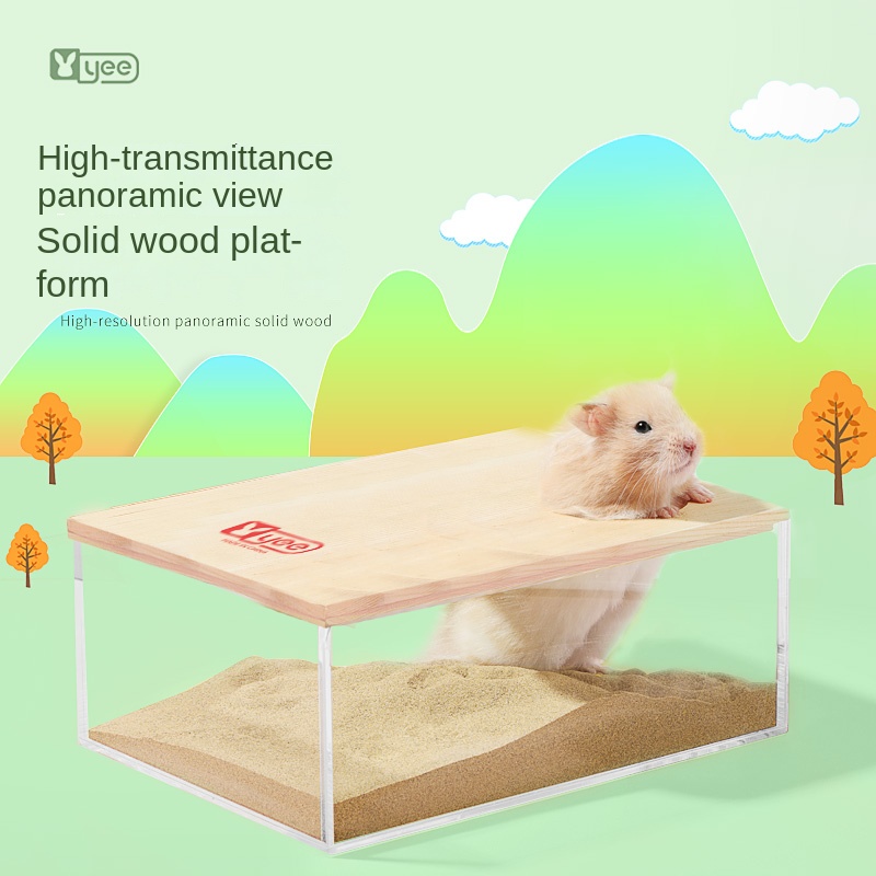 Bồn Tắm Cát Vệ Sinh Toàn Diện Bằng acrylic Trong Suốt Hình Gấu Vàng Kim Cho hamster / Nhà Tắm
