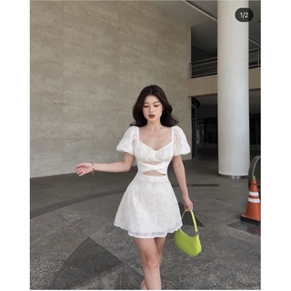 ĐẦM HOA NỔI KHOÉT EO