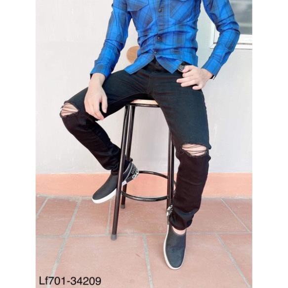 [ Ảnh Thật Mẫu Mặc ] Quần Jean Trơn rách gối - Quần Rách gối cao cấp cho Nam