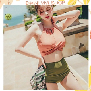 Bikini quảng châu, bikini 2 mảnh, đồ bơi nữ đi biển dạng yếm xoắn ngực cao cấp