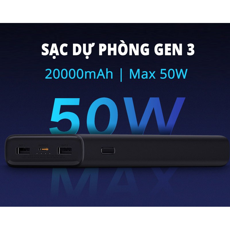 Pin sạc dự phòng 20000mAh Xiaomi Gen 3 45W hỗ trợ sạc nhanh 2 chiều