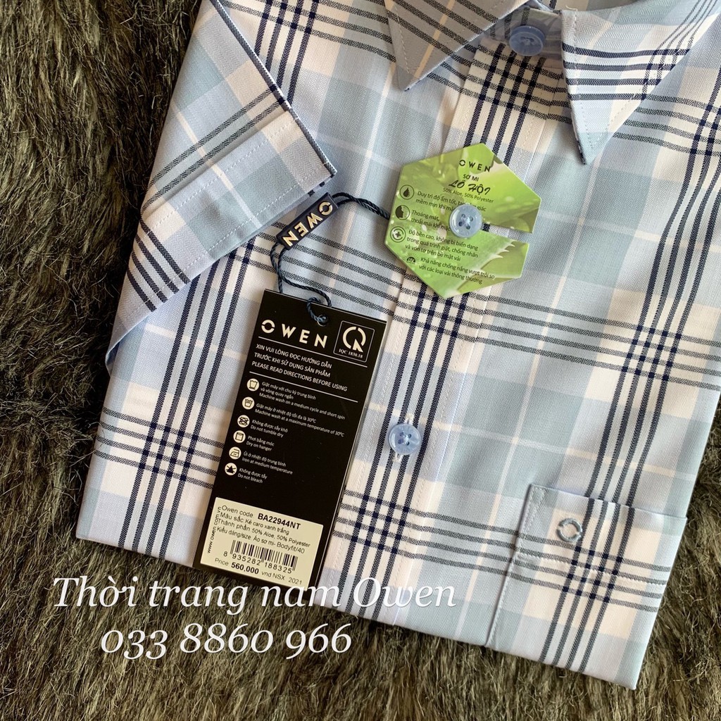 OWEN - Áo sơ mi ngắn tay Owen chất lô hội siêu mát kẻ ca rô xanh 22944 | BigBuy360 - bigbuy360.vn