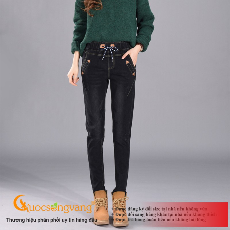 Quần jean big size harem lưng cao quần big size lưng thun che khuyết điểm mông đùi  GLQ018 Cuocsongvang