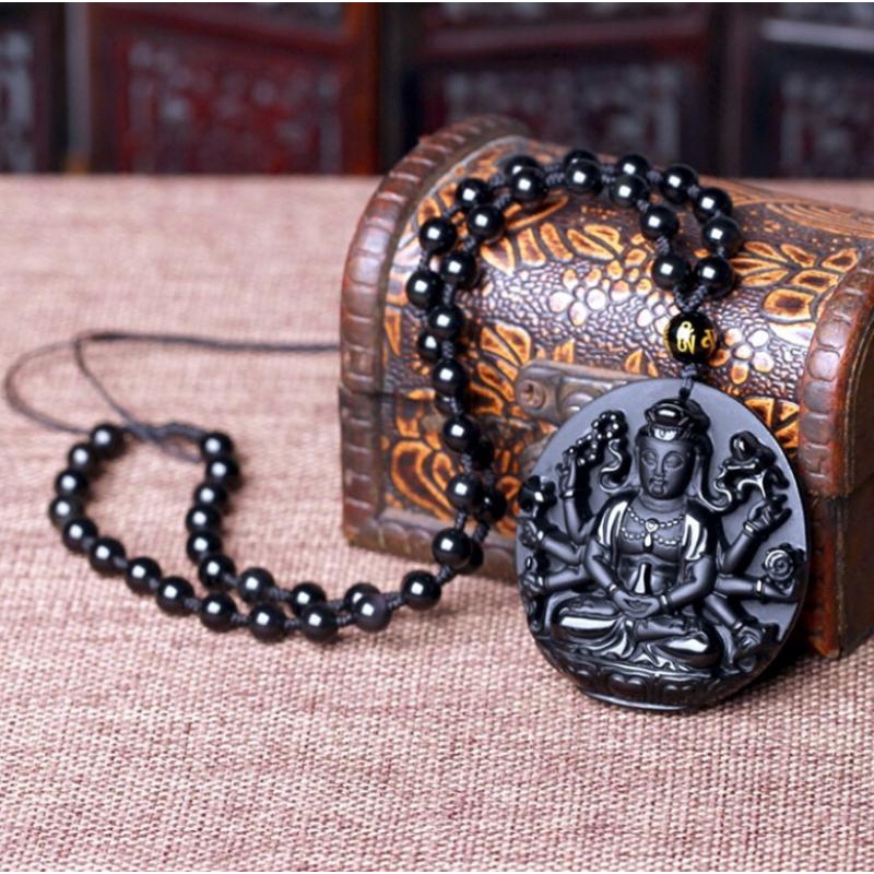 Vòng cổ Mặt Đá Vỏ Chai Hình Phật Dành Cho Cả Nam Và Nữ