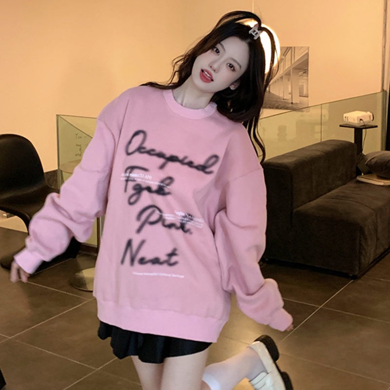 NRVP Mới Áo Thun Tay Dài Dáng Rộng In Chữ Phong Cách Hàn Quốc 2023