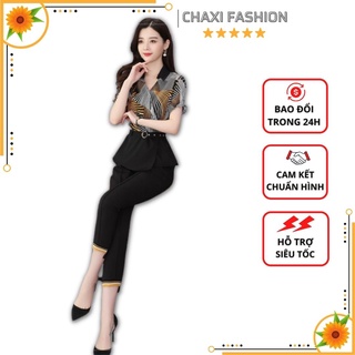 HÀNG NHẬP - SET BỘ CÔNG SỞ ÁO PEPLUM HỌA TIẾT QUẦN TÂY CAO CẤP - MH85295
