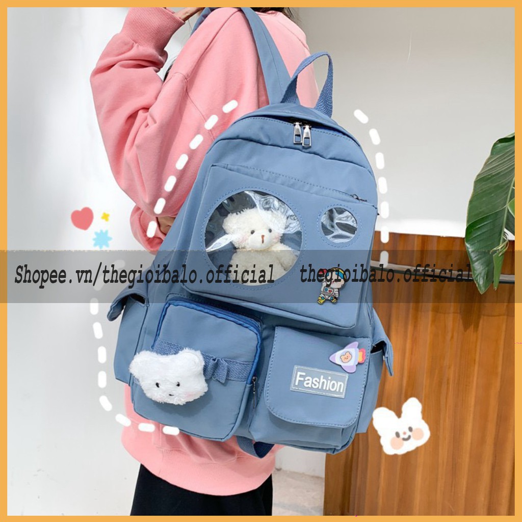 Balo cặp ulzzang basic nữ thời trang ( ko kèm gấu)đi học đi chơi du lịch giá rẻ vừa laptop canvas CHỐNG NƯỚC | thegioiba