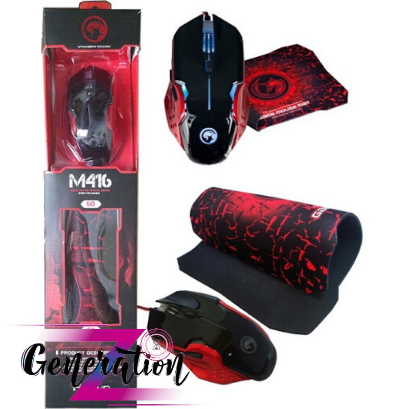 COMBO CHUỘT QUANG LED MARVO M41 + BÀN DI CHUỘT MARVO G1 - MOUSE + MOUSEPAD LED MARVO (M416+G1)