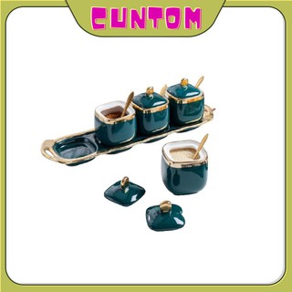Hũ đựng gia vị sứ 💥CUNTOM💥bộ đựng gia vị nhà bếp