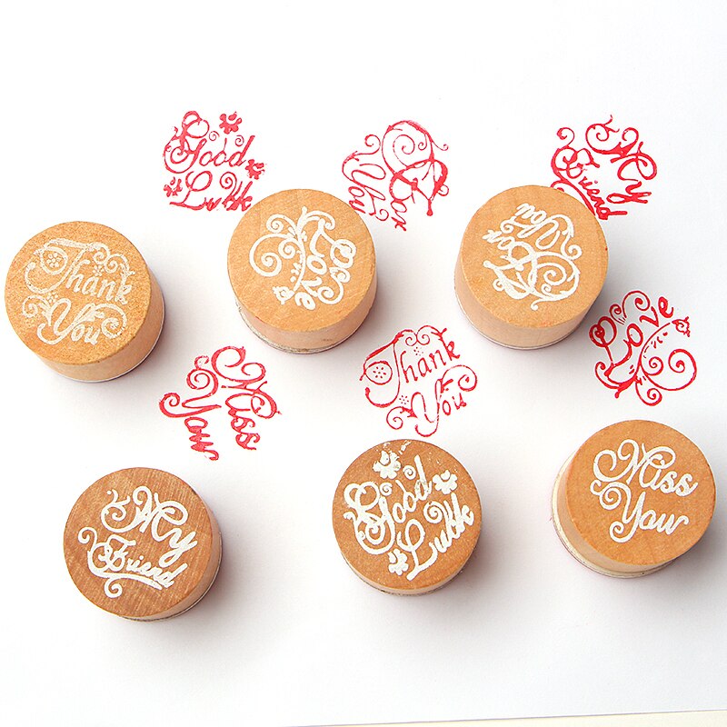 Con dấu bằng gỗ và cao su tạo hình chữ Thank You dùng để trang trí thiệp
