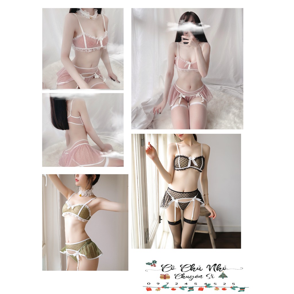 [NOW SHIP GIAO NHANH 1H] [LL 337] SET NGỦ SEXY COSPLAY - SET ĐỒ LÓT REN GỢI CẢM SIÊU MỎNG - CCNCS