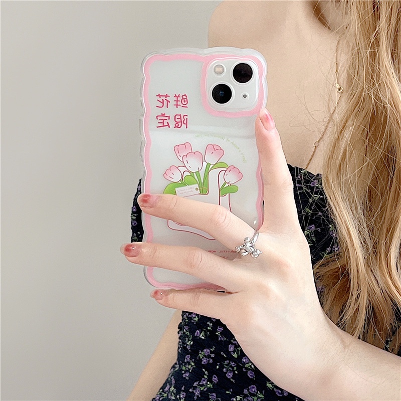 Ốp Điện Thoại Họa Tiết Hoa Và Sóng Biển Cho iphone 12 6 / 7 / 13 / 8plus / x / xr / xs / 11 / 12Mini-14