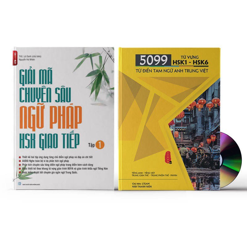 Sách - Combo: Giải mã chuyên sâu ngữ pháp HSK giao tiếp + 5099 từ vựng HSK1 đến HSK6 + DVD tài liệu