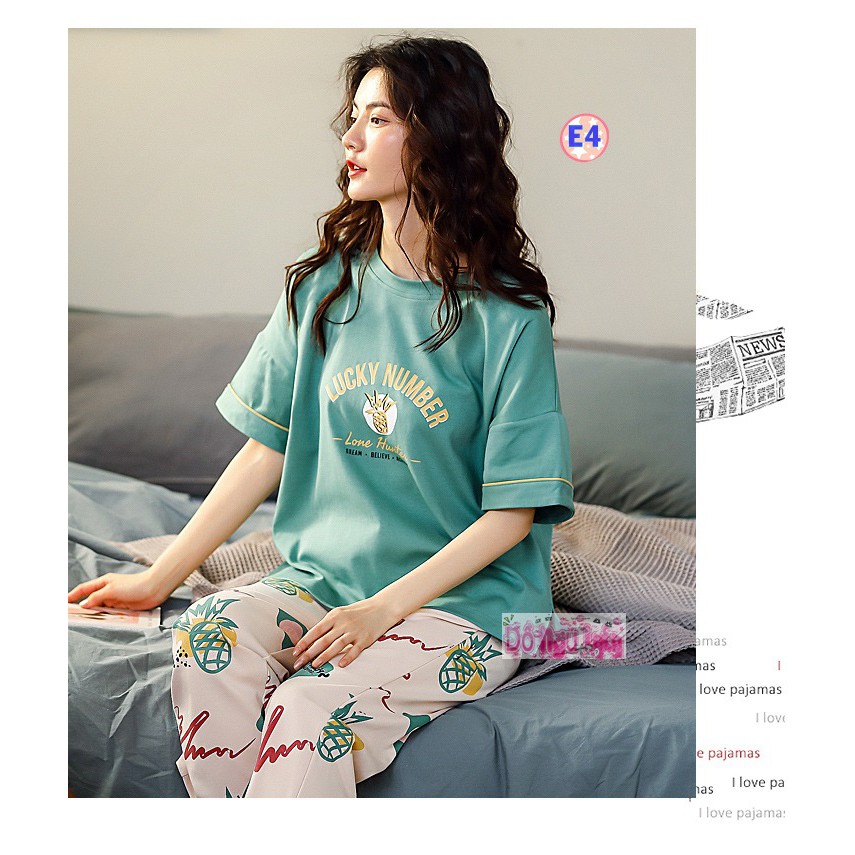 Bộ Ngủ Mùa Hè Thun cotton ( 100% cotton) mỏng mát E4 | BigBuy360 - bigbuy360.vn