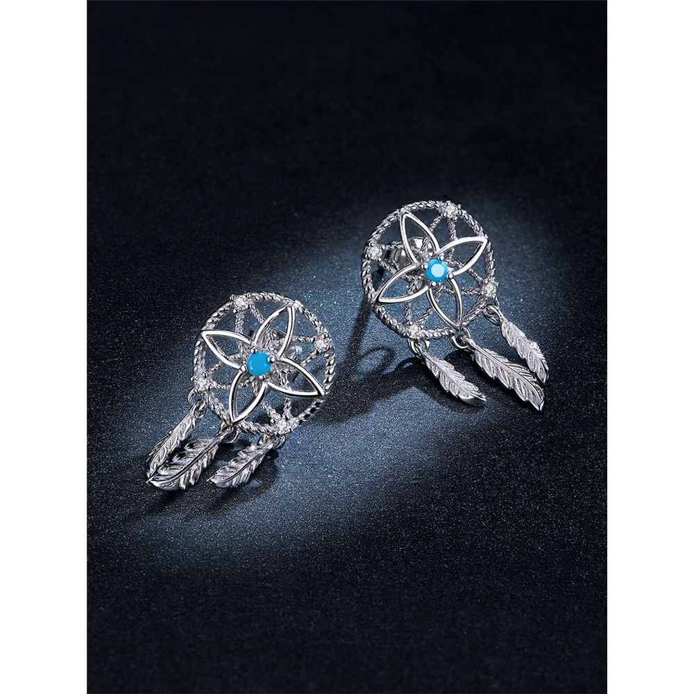 Khuyên Tai Bamoer BSE339 Từ Bạc 925 Hình Dreamcatcher