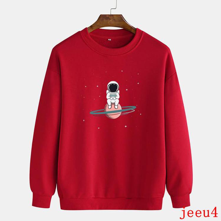 Áo Sweater Tay Dài Dáng Rộng Cổ Tròn In Hình Người Ngoài Hành Tinh Độc Đáo