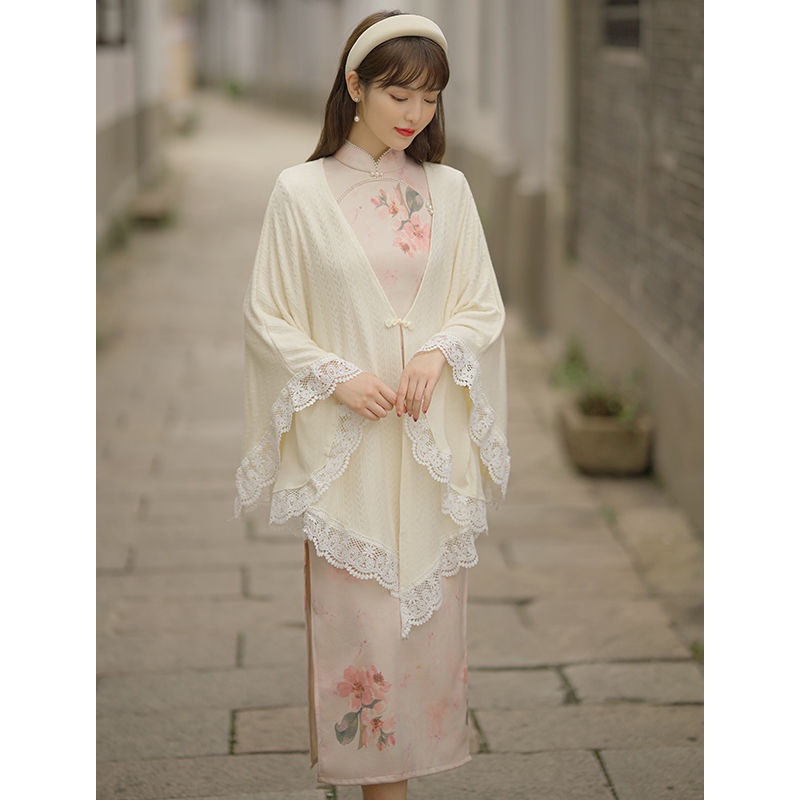 Sườn Xám Cách Tân Dáng Dài Vải Nhung Thời Trang Mùa Thu 2022 Phong Cách retro Cho Nữ