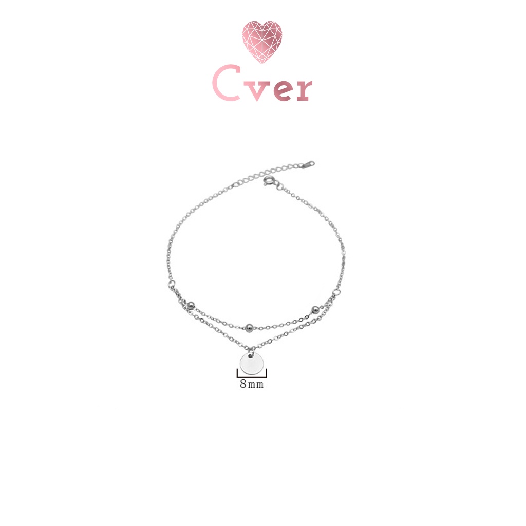 Lắc chân bạc Cver Silver S925 hai tầng chi tiết bi bạc nhỏ đơn giản, nhẹ nhàng, nữ tính LC-E212