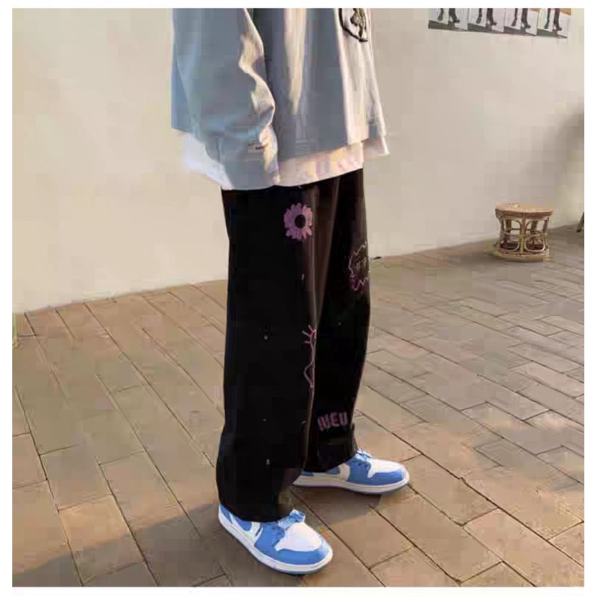 ❤️ GIÁ SỈ TẬN GÓC ❤️ Quần Ống Rộng Suông Họa Tiết Dễ Thương Lưng Thun Kèm Dây Rút Trendy Ullzang Unisex Nam Nữ