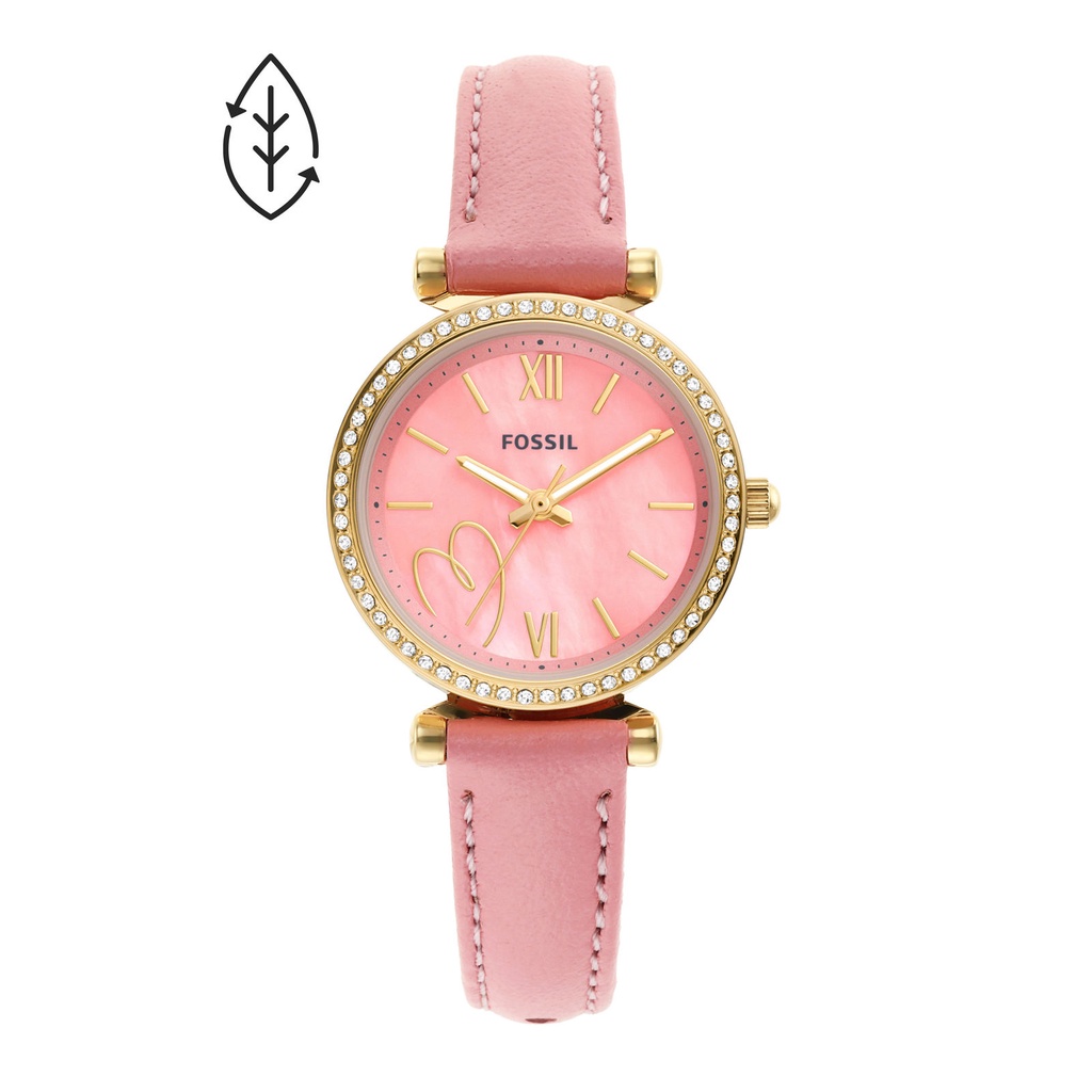 Đồng hồ nữ Fossil Carlie ES5177 dây da- hồng