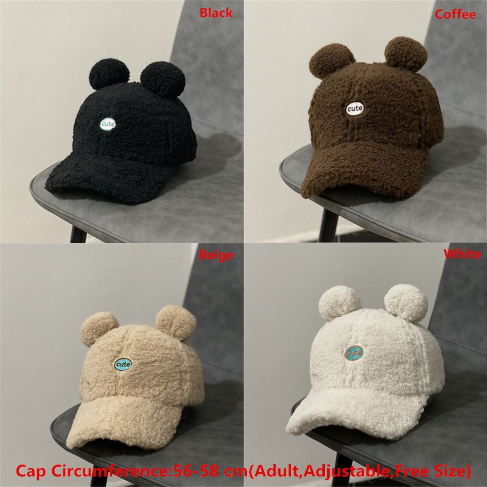 Mũ lưỡi trai vải len dày giữ ấm mùa đông hình tai gấu dễ thương nhiều màu sắc phong cách hip hop cho nam và nữ