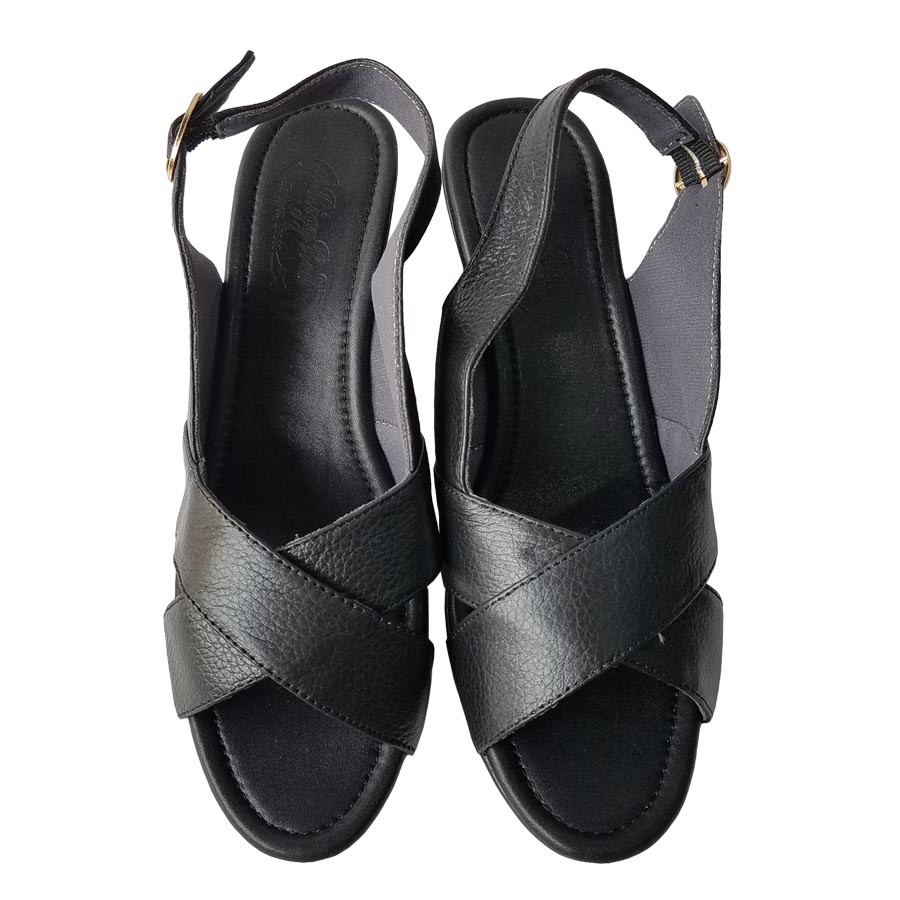 Giày sandal đế xuồng nữ da bò thật BIGGBEN 5 phân HKD437